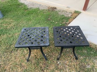 2 side patio iron tables