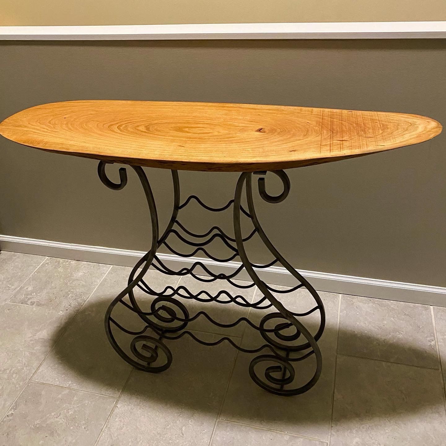 Solid cherry wood topped wine rack