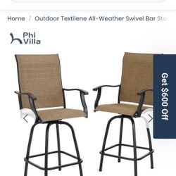 Outdoor textiline all weather swivel bar stools