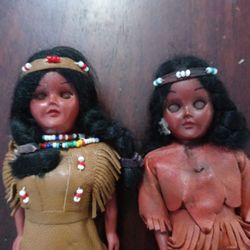 Two Vintage Collectible Indian Dolls