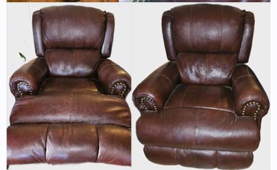Two beautiful, genuine leather recliners.