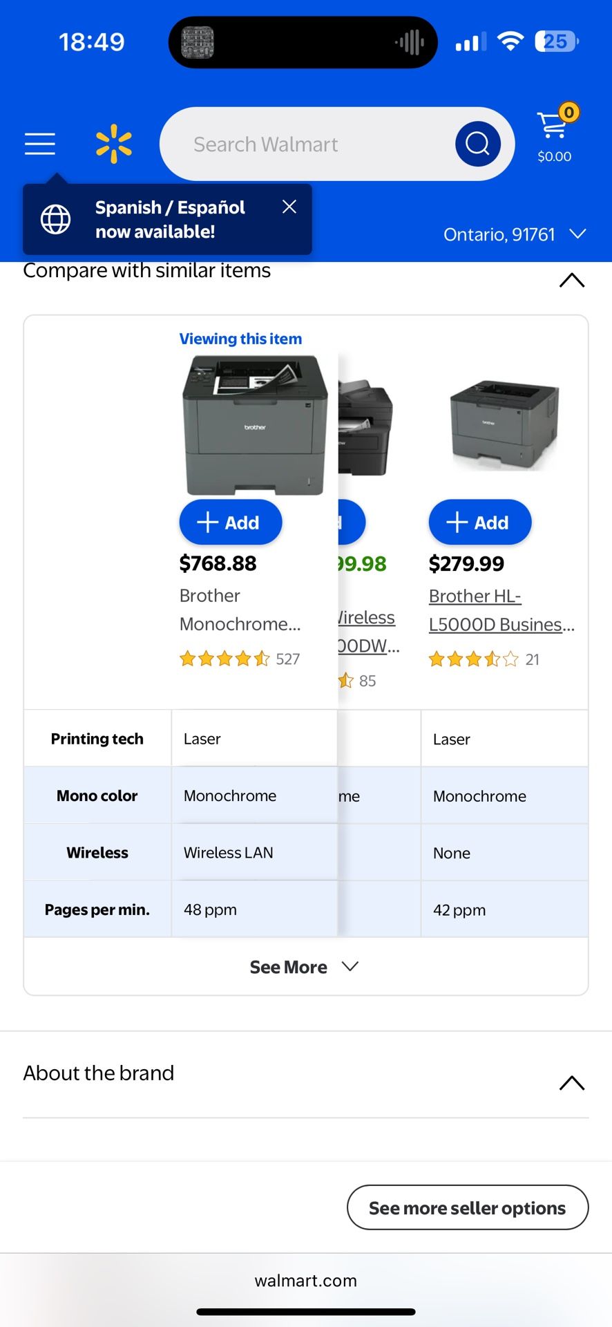 Dual Commercial Laser Brother Printer hl-l6200dw
