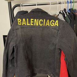 Balenciaga Black Denim - Balenciaga Logo Embroidered Jacket