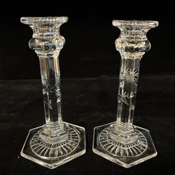 Vintage Cambridge “Etched” Candlesticks (2)