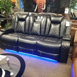 New Reclining Sofa Black Led Lights
