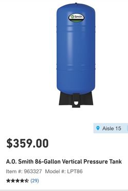 New A.O. Smith 86-Gallon Vertical Pressure Tank