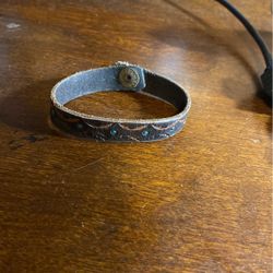 Cute Teal And Leather Bracelet