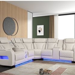 SPAIN SAND COLOR LED RECLINER W/ SPEAKERS