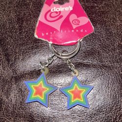 Set Of Claire’s Retro Rainbow Star Keychains