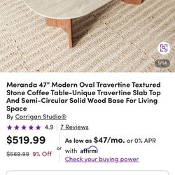 Oval Travertine Coffee Table