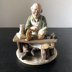 Lefton, Woodworking Old Man Ceramic Figurine