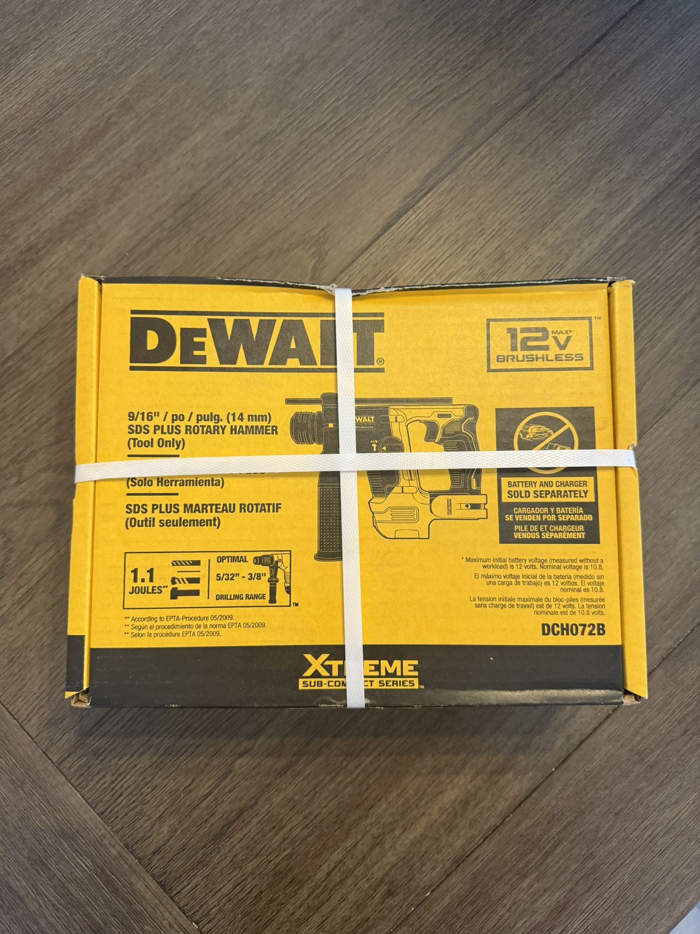 12V DEWALT XTREME Max SDS Plus Cordless Rotary Hammer Drill DCH072B - TOOL ONLY