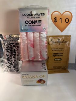 $10 Hair Set- Hair clips, mask, oil, and curlers