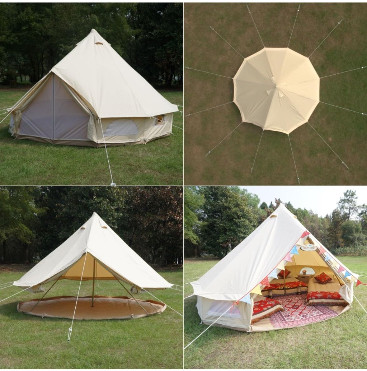 Dream House Outdoor Waterproof Cotton Canvas Family Camping Bell Tent