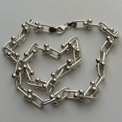 Unisex 925 silver ball balls link chain necklace 18”