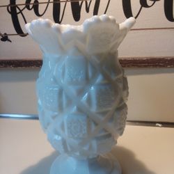 Milk Glass Quilt Pattern Vase