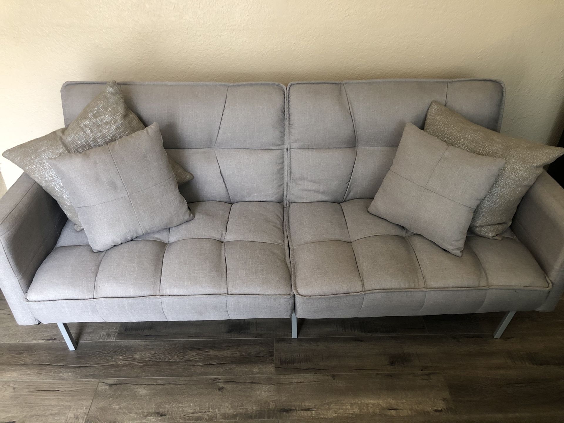 Petula Slate Convertible Sofa Bed Living Spaces Futon Grey Retail 450