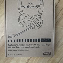 NEW UNOPENED - Jabra Evolve 65 MS Wireless Headset, Stereo – Includes Link 370 USB Adapter – Bluetooth Headset with Industry-Leading Wireless Performa