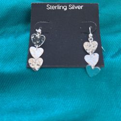 Sterling Silver Heart Hammed Earrings