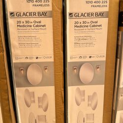 Glacier Bay 20 in. x 30 in. Frameless Recessed or Surface-Mount Bathroom Medicine Cabinet with Beveled Mirror, White