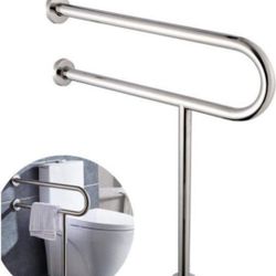 FlySkip Toilet Grab Bar,24 Inch Stainless Steel Handicap Rail for Bathroom Shower Safety,Non-Slip Hand Grips for Disabled, Elderly, Handicapped, and P