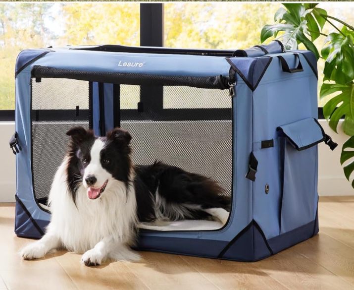 Lesure Soft Collapsible Dog Crate - 26 Inch Portable Travel Dog Crate for Small Dogs Indoor & Outdoor, 4-Door Foldable Pet Kennel with Durable Mesh Wi