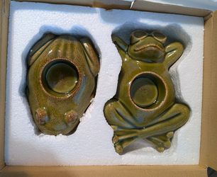 Set of 2 Partyylite Floating Frogs Candle Holders