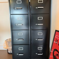 Pair of Locking Metal Filing Cabinets
