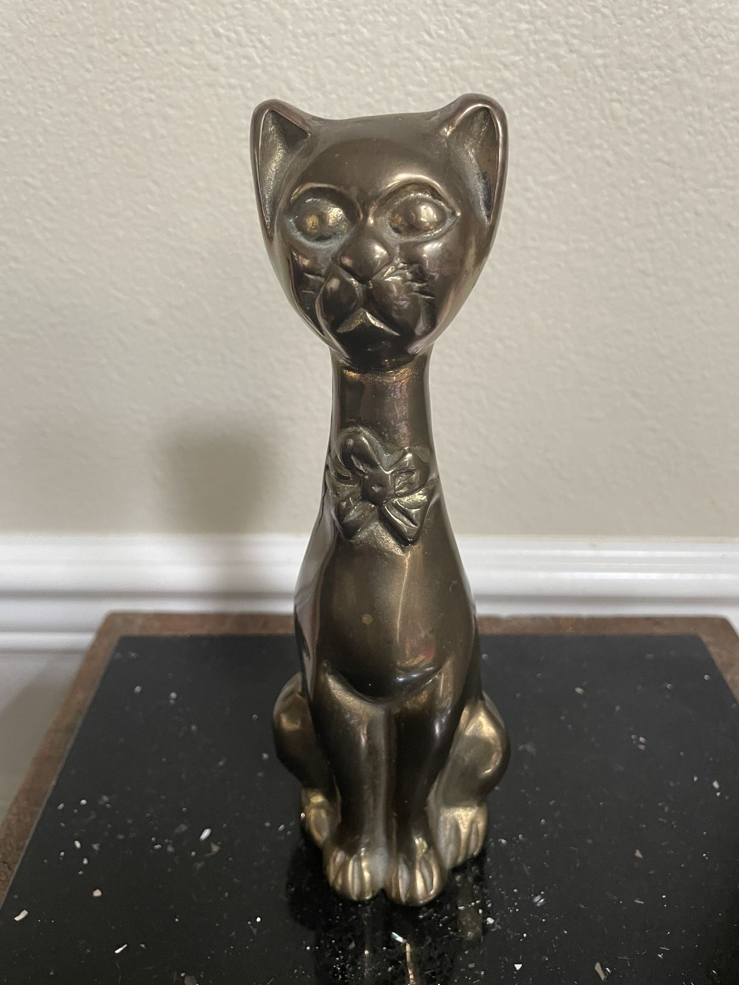 Brass Mid Century Modern Siamese Cat Figurine Statue 8.5”