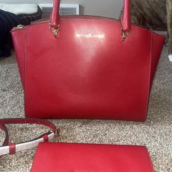 Red Michael Kors Purse and wallet