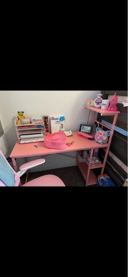 Pink desk with led lights
