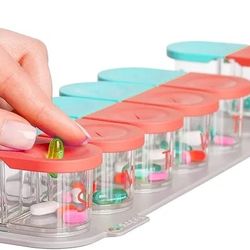 Sagely Smart XL Weekly Pill Organizer Mint Blue/Coral