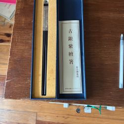 Elbony Wood With Sterling Silver Handle Chopsticks 