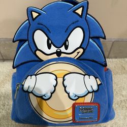 Loungefly Sonic the Hedgehog Classic Cosplay Plush Mini Backpack - New