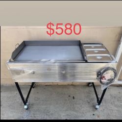 Plancha De 36” Con 3 Charolas Con Mangera Nuevo I Patas Desmontables