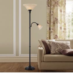 Lamp Torchiere With Reading Light Bronze New 