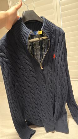 Polo Quarterzip Navy Blue Knitted