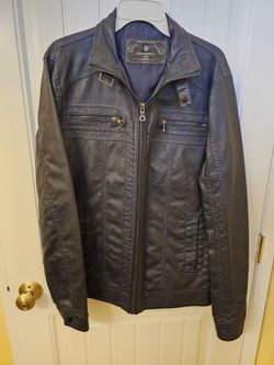 Dark Blue Mens/juniors Leather Jacket