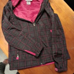 Pink Black Winter Hooded Coat