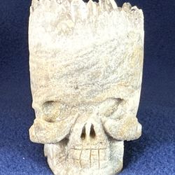 Natural crystal cluster point quartz skull carving