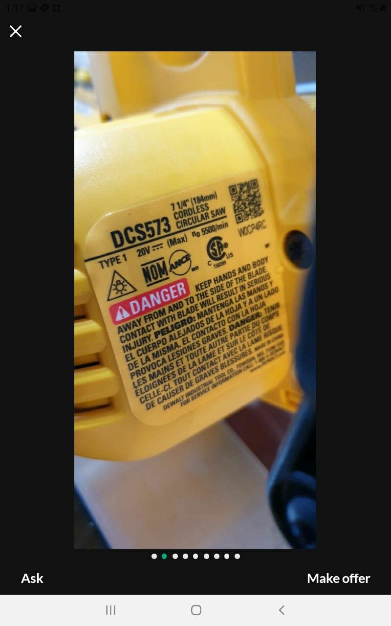 DEWALT 20V AND 60V CORDLESS CIRCULAR SAW 7-1/4" FLEX NO BATTERY NO CHARGER SOLO LA HERRAMIENTA