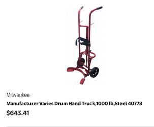 Milwaukee Drum Hand Truck,1000 lb