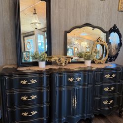 Gorgeous Huge Black French 9 Dr Dresser / Sideboard 