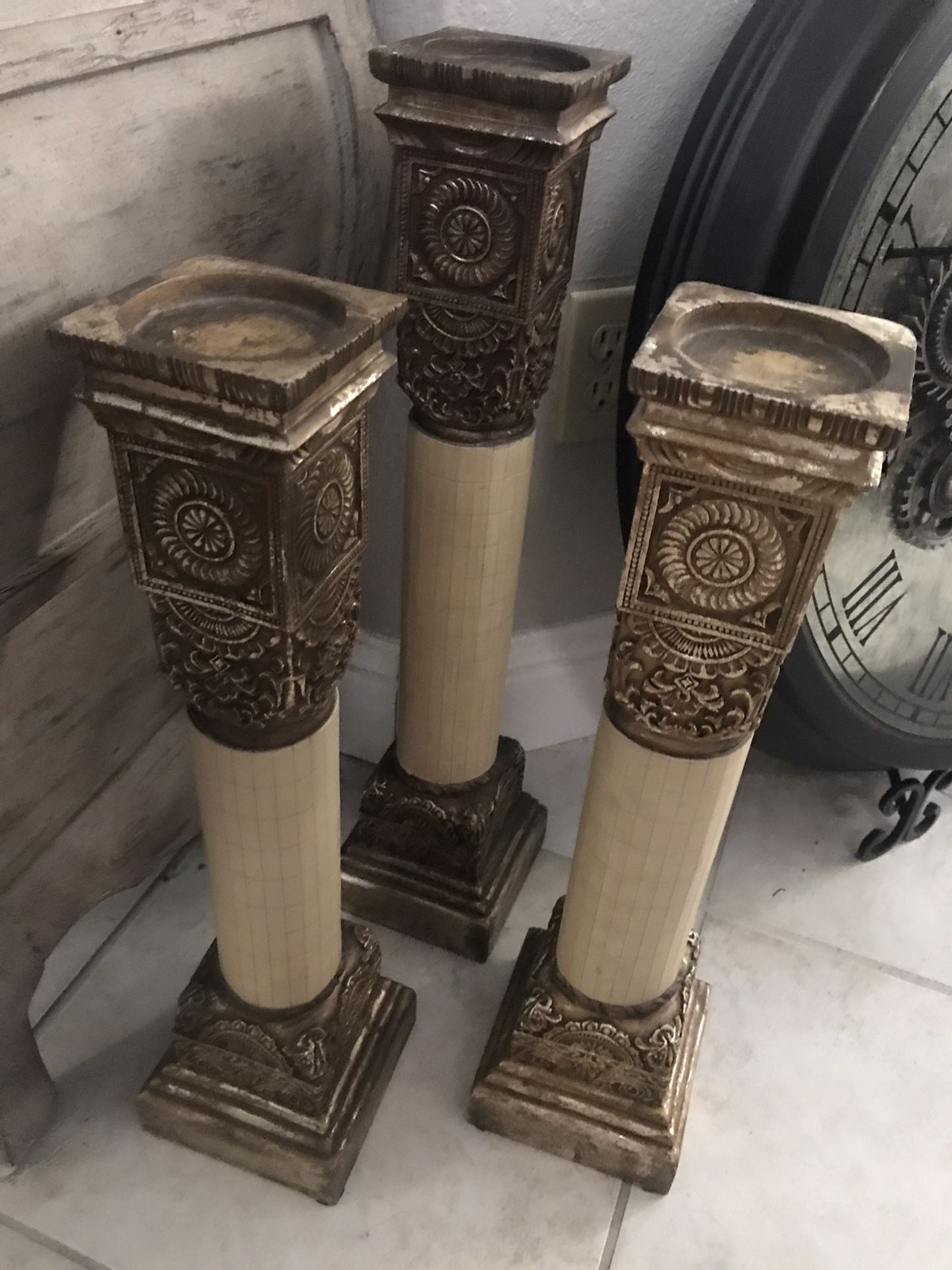 3 Candle Holders 2 At 21 Inches And One At 23 Inches