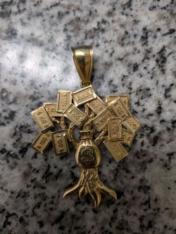 Gold pendant abundance tree