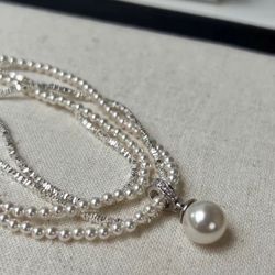 Handmade Pearl Necklace In Sterling Silver 