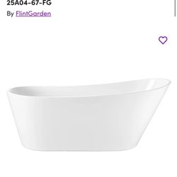 Modern White Freestanding Soaking Bathtub In Pure Acrylic With Overflow And Side Drain