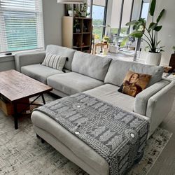 Light Grey Modern Sectional Couch with Extended Warranty