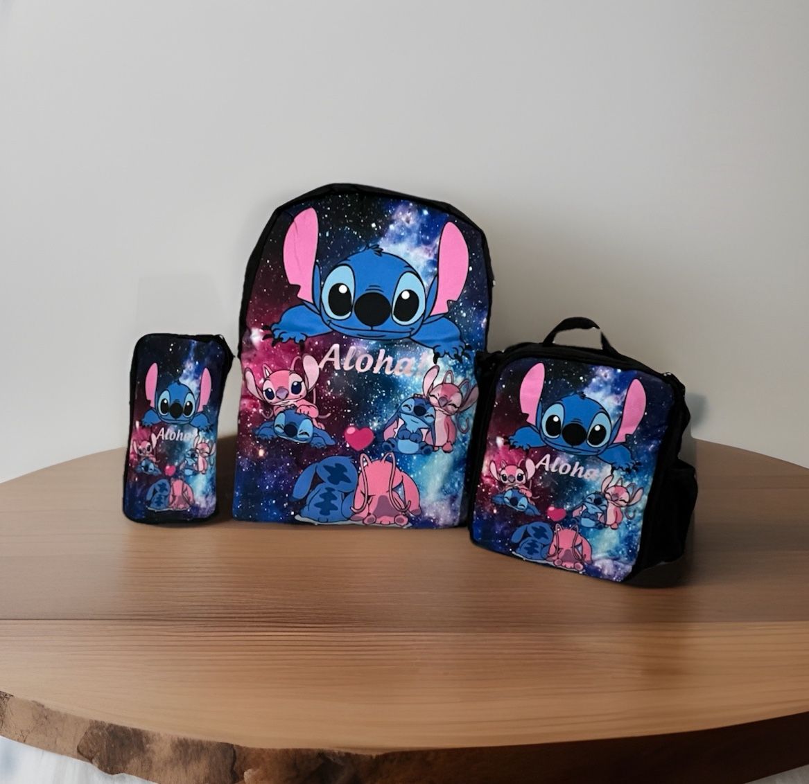 3 Piece Disney Stitch School Backpack Lunch Box Set Tote Bag Pencil Case