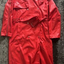 20% OFF Fashion Nova Damage Control Faux Leather Trench - Red